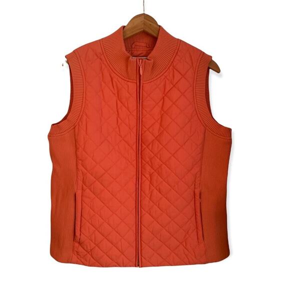 PENDLETON Women's Quilted Ribbed Salmon Full Zip Outer Vest / Size: Large - Picture 1 of 7